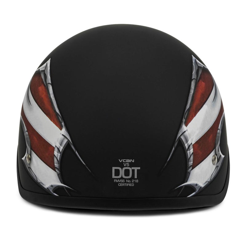 VCAN unisex-adult Cruiser Patriotic Eagle Graphics Motorcycle Half Helmet, Small (Flat Black USA - Image 4